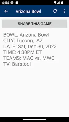 Bowl Schedule android App screenshot 0